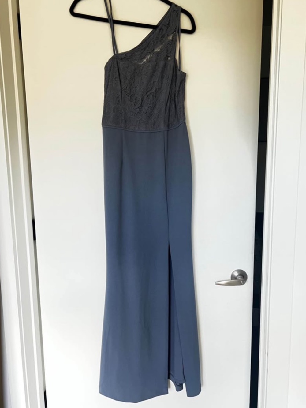 Blue one-shoulder dress
